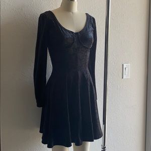 Vintage Black Velvet Underwire Skater Dress